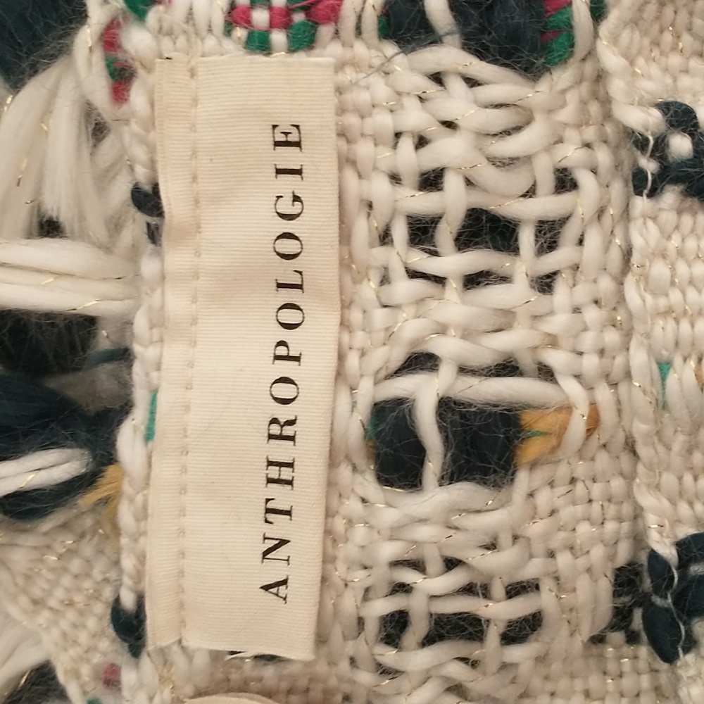 Anthropologie Textured Fringed Throw Blanket 50 X 60 - Picture 4 of 6